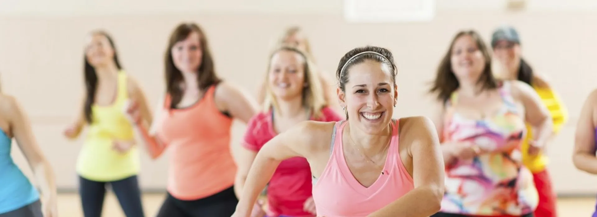 women at group exercise class